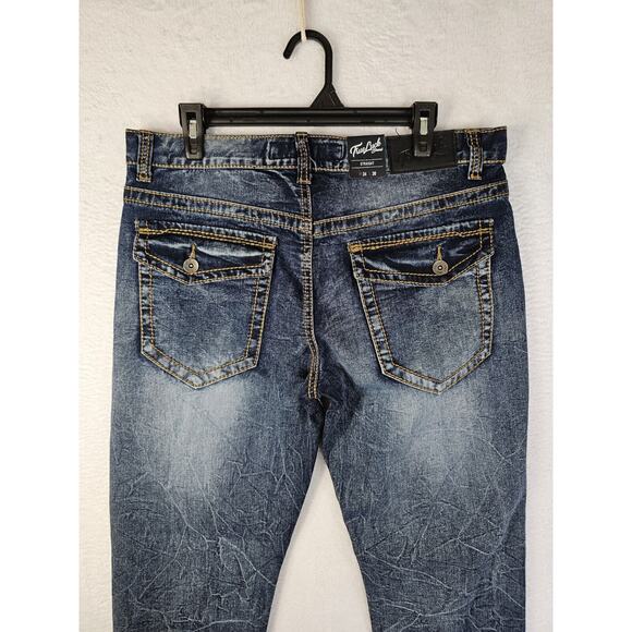 True Luck Jeans Straight Leg Men's Size 34x30 Medium‎ Blue Flap Pockets Nwt. - Picture 2 of 10